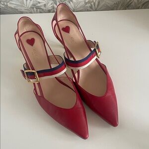 Gucci Red and Blue Slingback Heels Sz 39